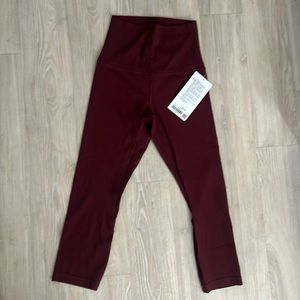 *BRAND NEW LULULEMON* align super high rise crop leggings 21” red merlot size 4